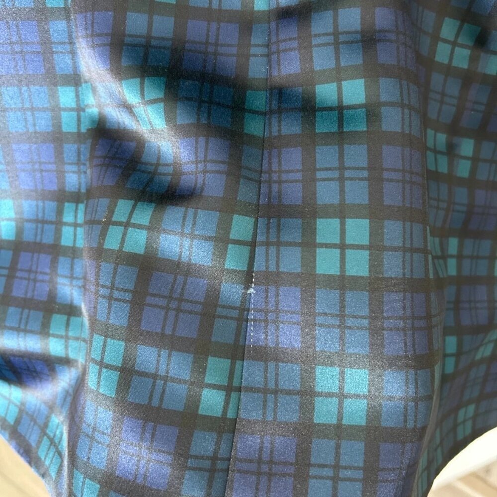 Brooks Brothers 346 Fit & Flare Dress Womens 8 Petite Blue Tartan Plaid Back Zip - Picture 7 of 8